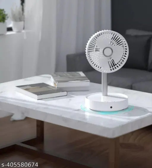 USB Rechargeable Desk Fan Telescopic Electric Desktop Fan Height Adjustable Foldable & Portable